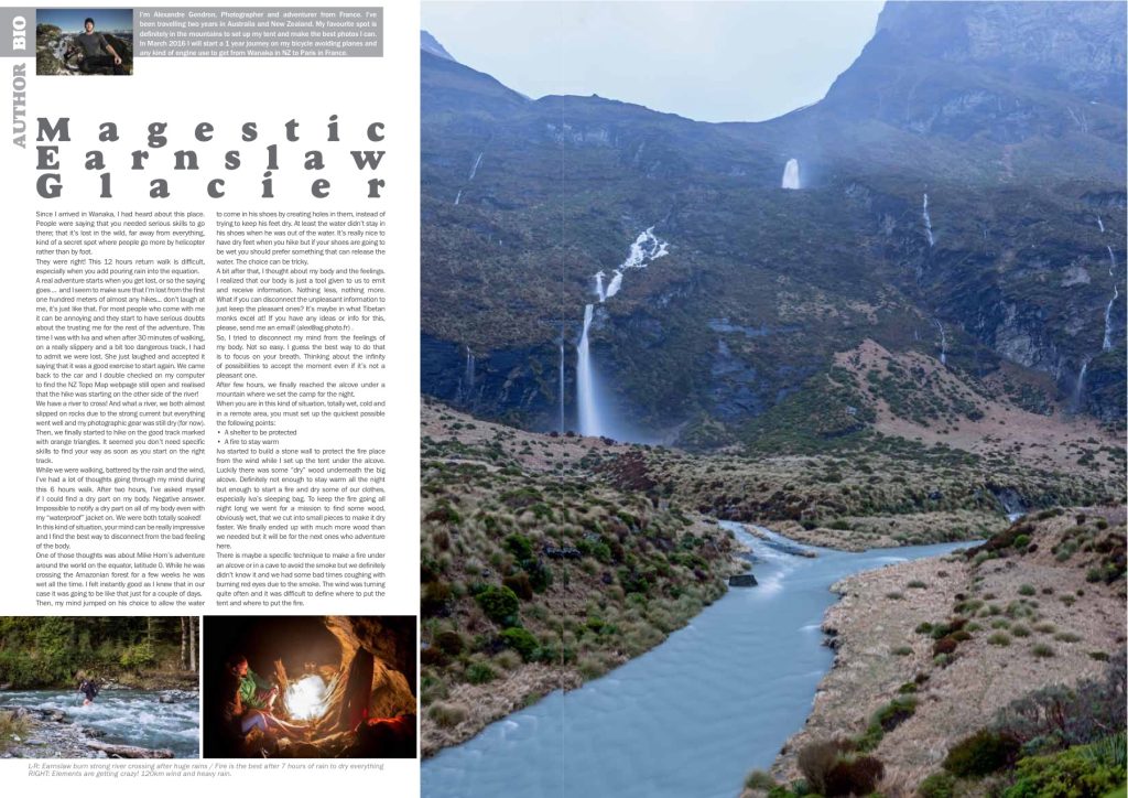 Adventure Magazine — Earnslaw Glacier, texte et photos Alexandre Gendron