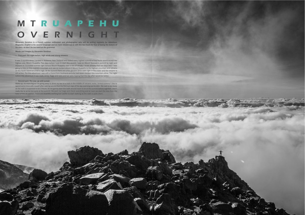 Adventure Magazine — Mt Ruapehu Overnight, texte et photos Alexandre Gendron